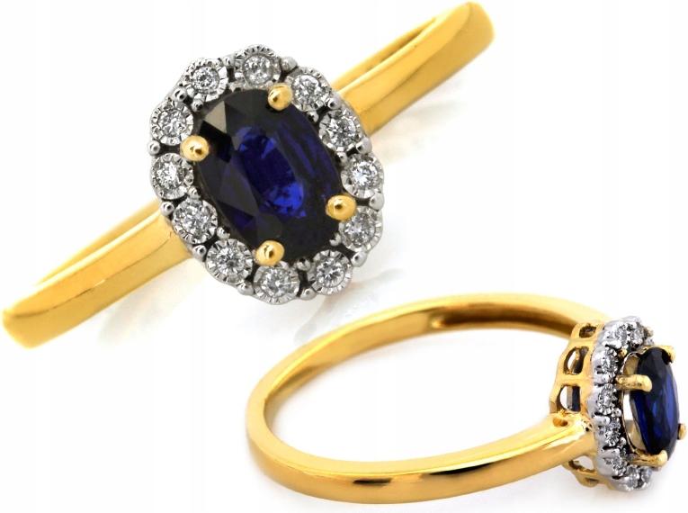 Zlatý prstýnek 585 s markýzou a safírem a přírodními brilianty r15 14k