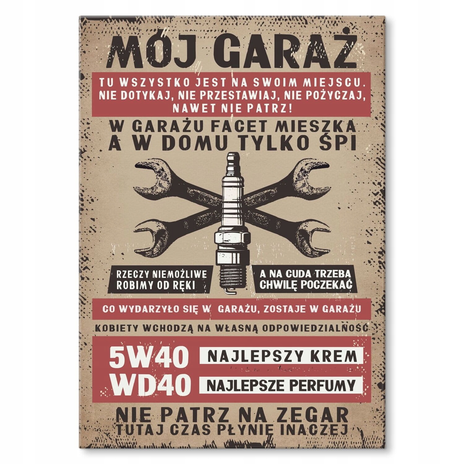 Dárek dekorace na zeď ozdoba obraz plech nápis Pravidla Garáž Svíčka