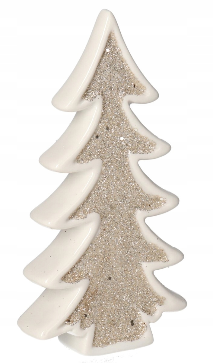 CHOINKA CERAMICZNA Z BROKATEM DRZEWKO OZDOBA 15CM