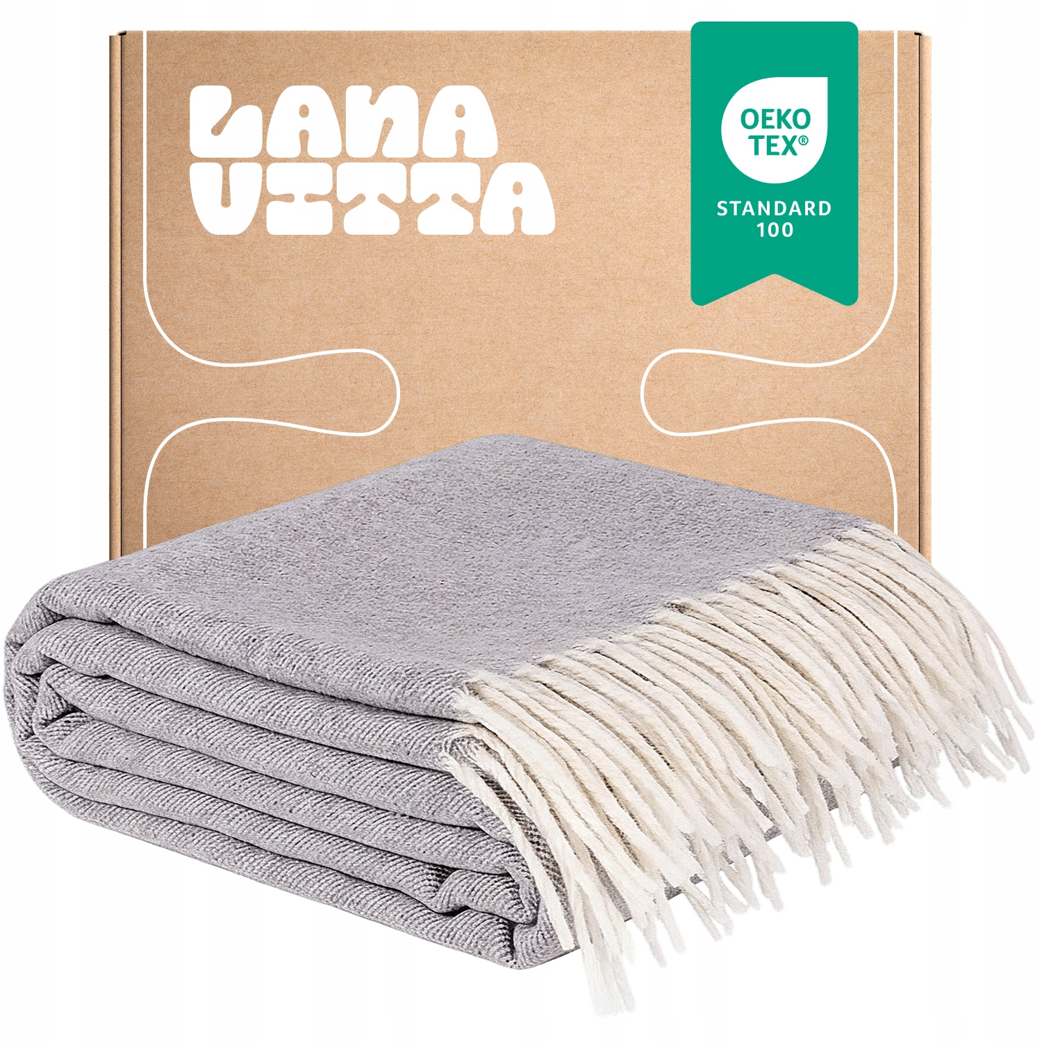 Vlněná deka s kašmírem Polo Přehoz na postel Pled Šedá 140х200 cm