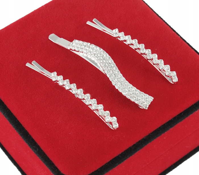 

Wsuwki Do Włosów Srebrne Szklane Cyrkonie 3 Sztuki