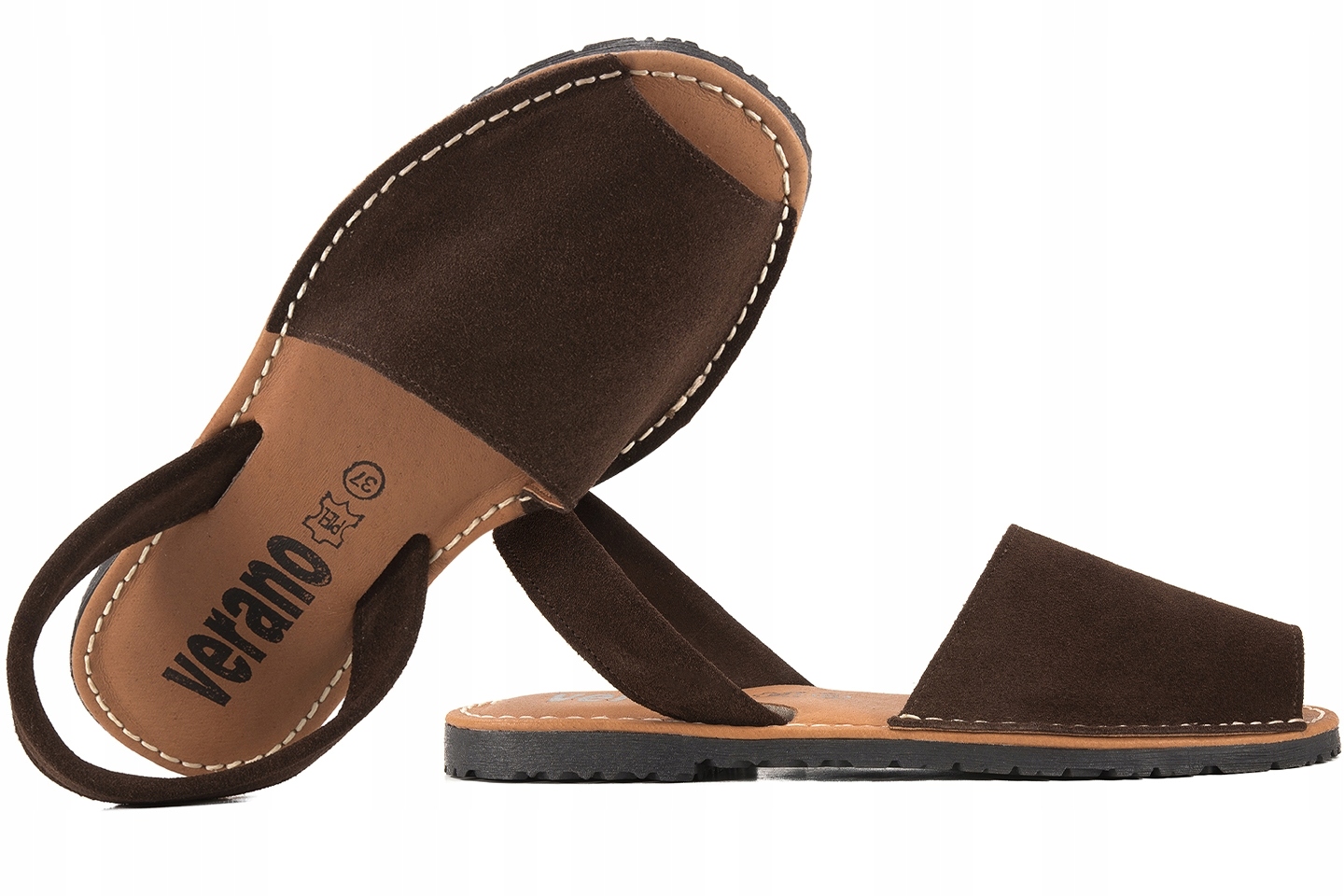 Verano 2202 Dámské Sandály Španělské Semišová Kůže hnědé 40 Hnědá