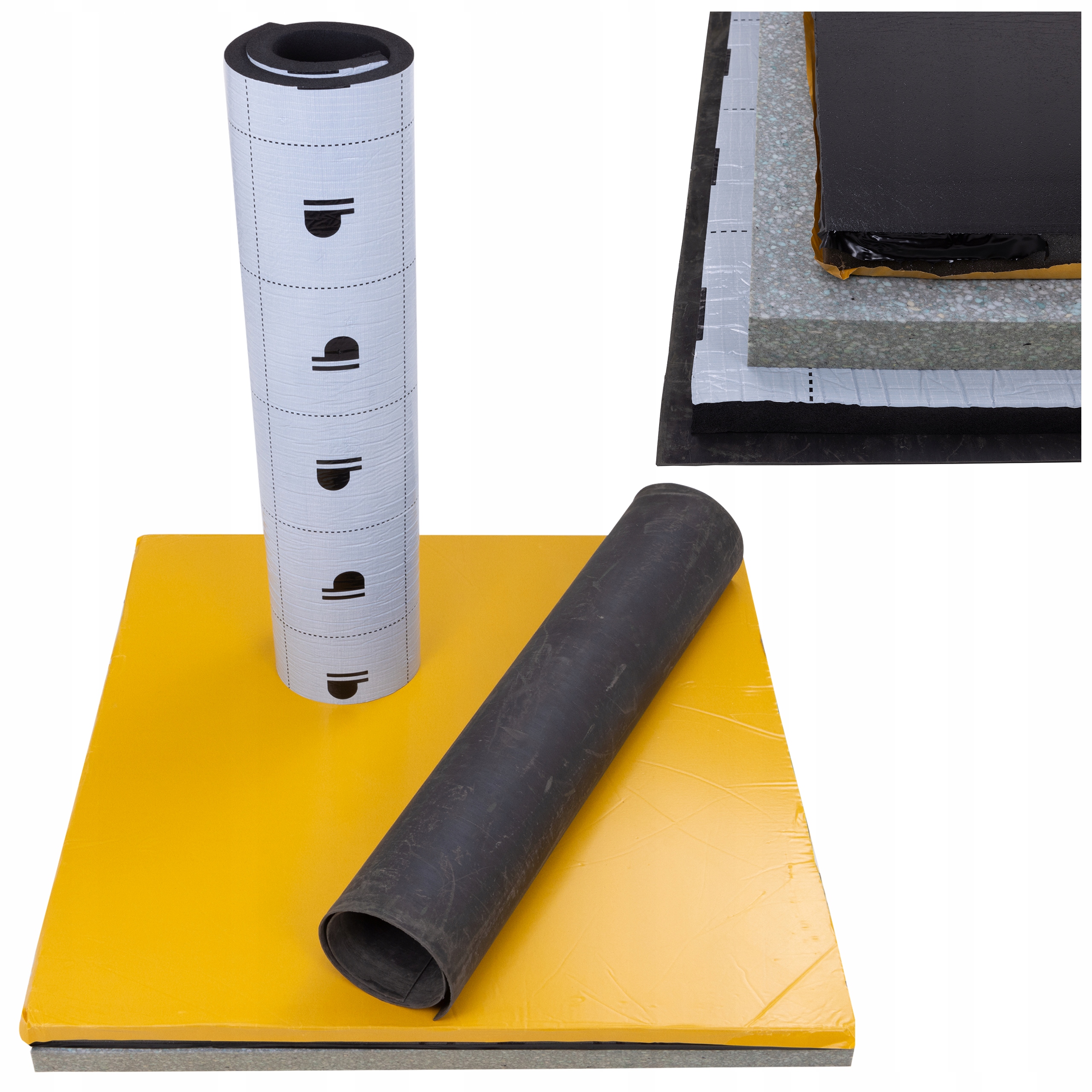 4 vrstvy materiálov na odhlučnenie stropov Bitmat, prémiová izolácia zvuku