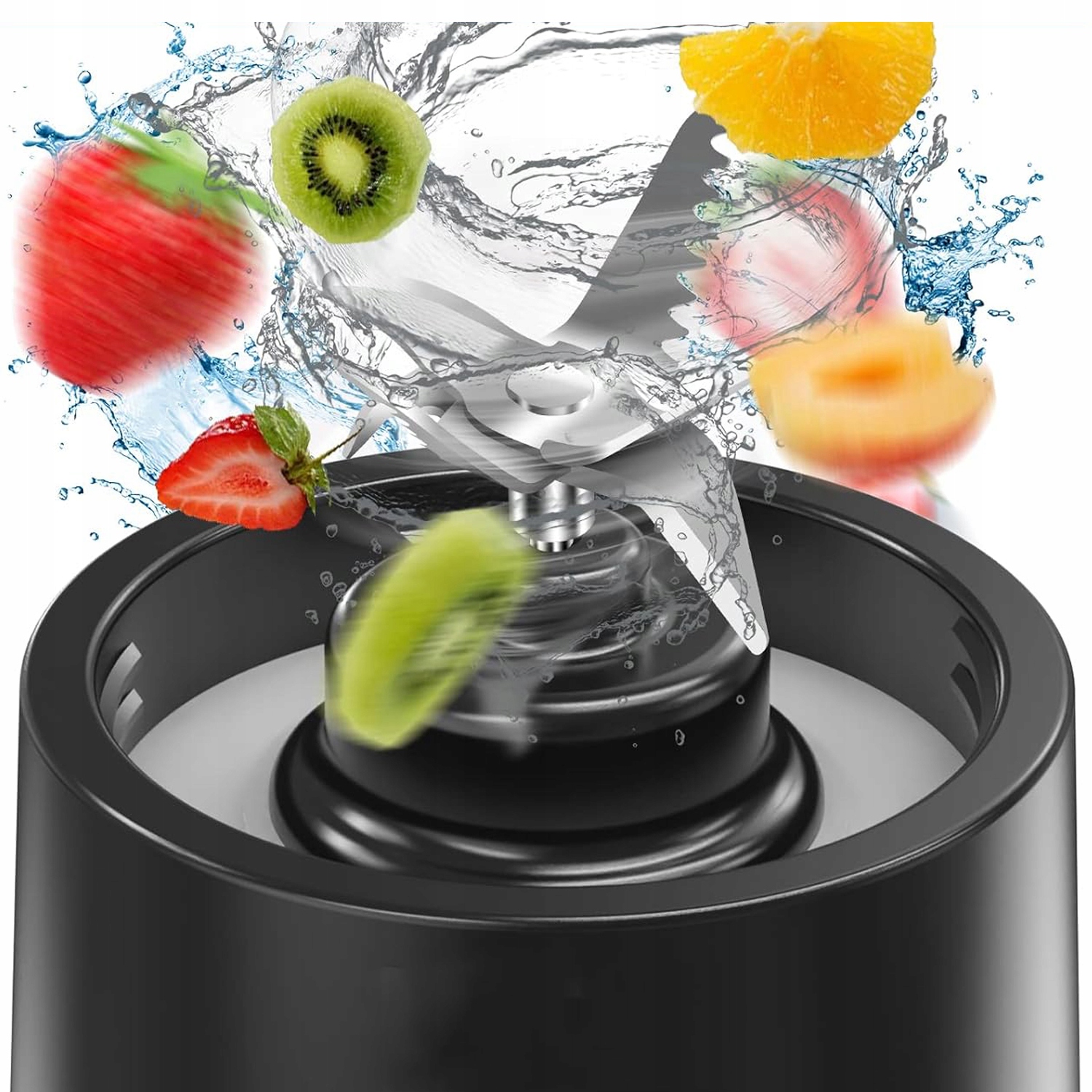 Mini Blender 400ml z 6 Ostrzami ze Stali Nierdzewnej do Soków i Smoothie Kolor dominujący czarny