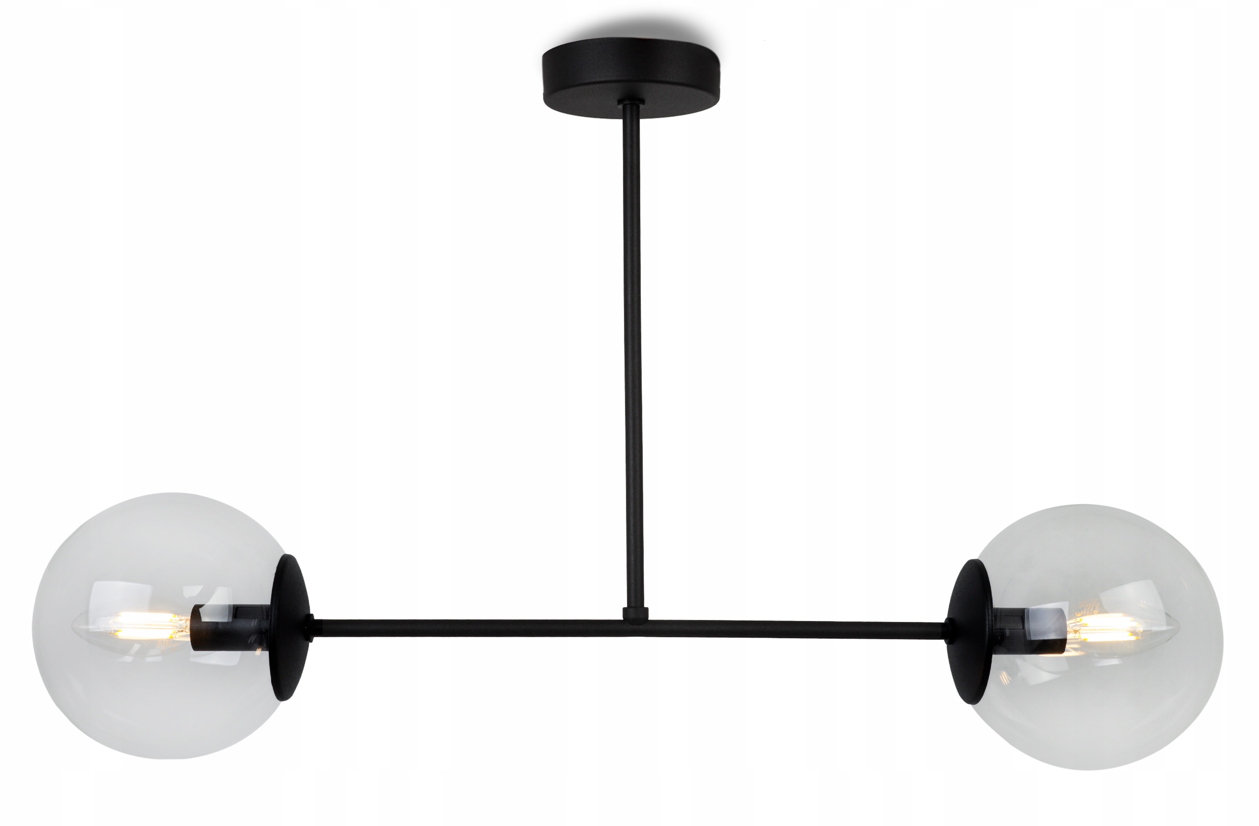 Lampa Sufitowa Wisząca Żyrandol Czarna Szklane Kule Loft Glamour