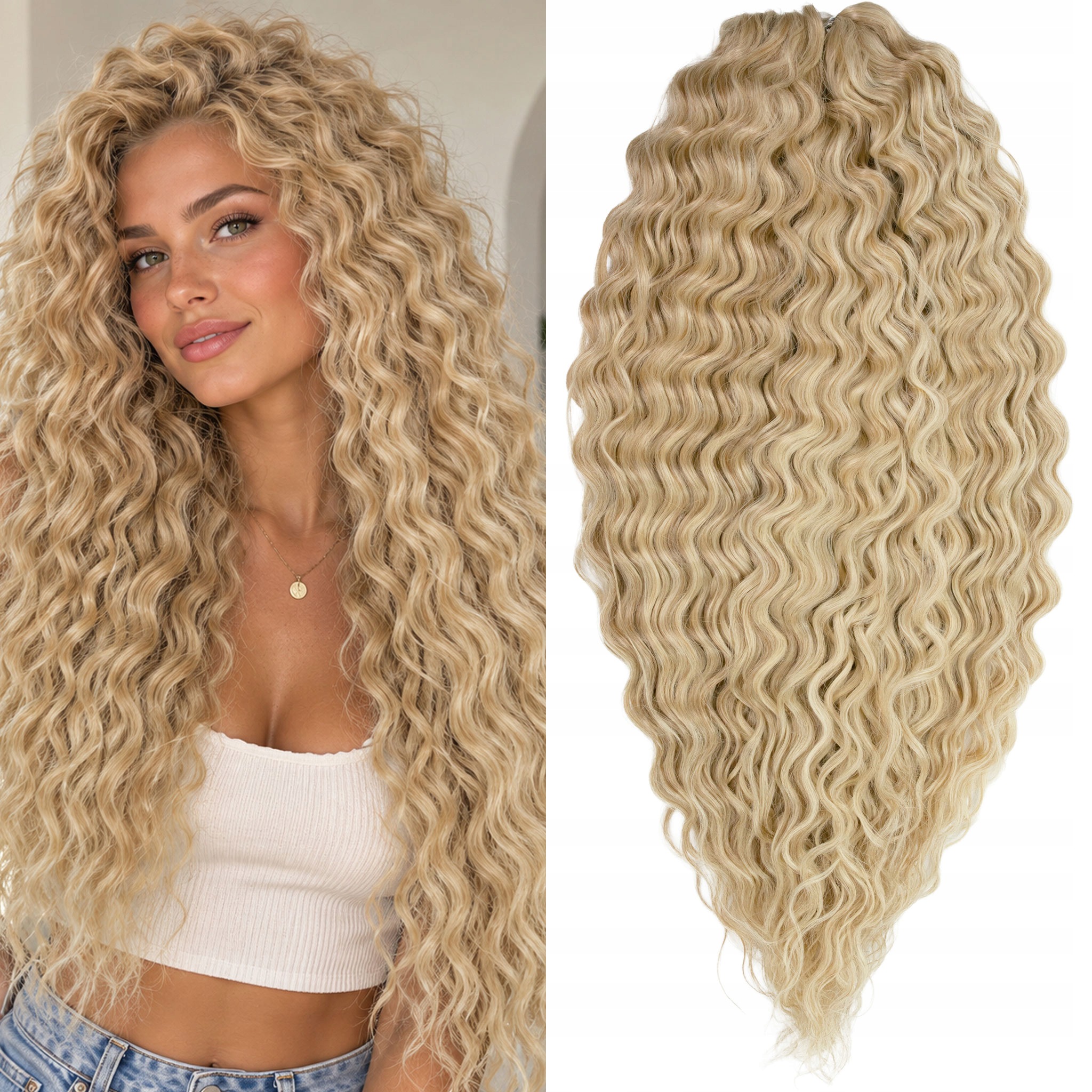 Włosy syntetyczne sztuczne fale Afroloki Ariel Pro Arielki blond 55cm 300g