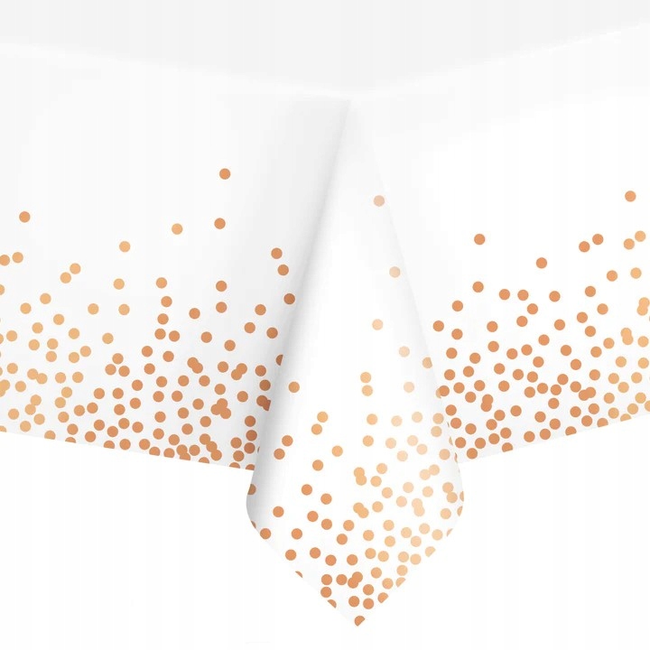 Obrus biały w konfetti Rose Gold 137x274cm