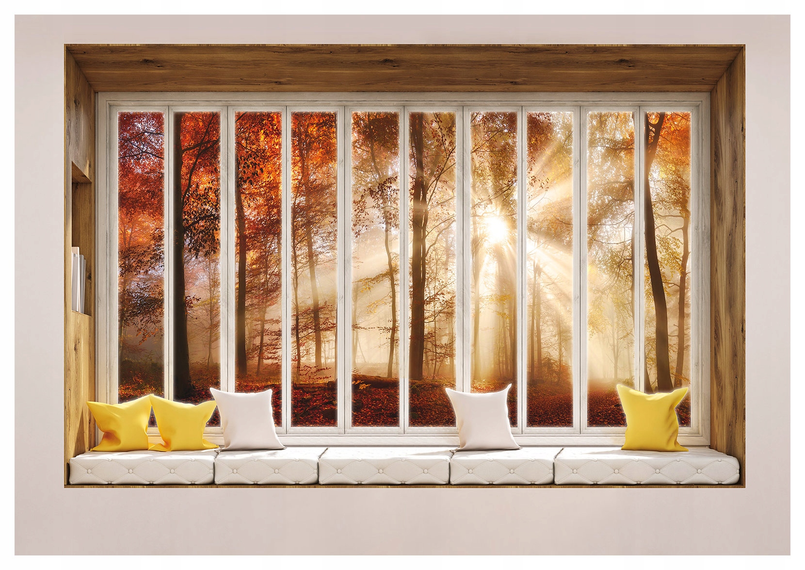 Fototapeta Jesenný les Okno 3D Slnečný les Krajina 416x290 vinylová lepidlo