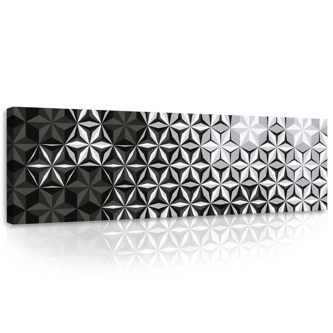 Obraz 145x45 Geometrická abstrakce černobílý kontrast 3D vzor hvězdy