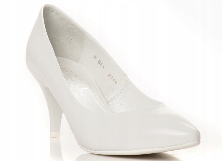 Bílé kožené lodičky na nízkém podpatku 6 cm Kotyl 35