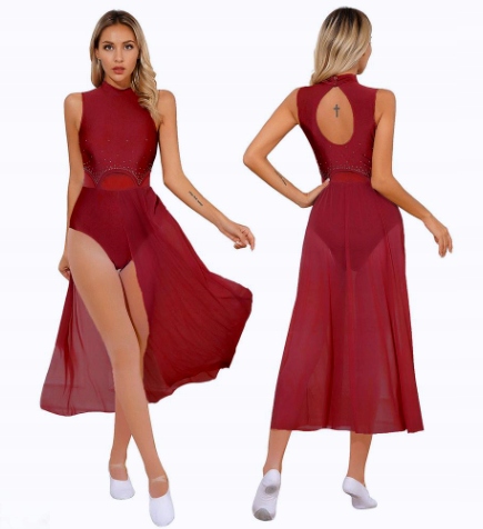 Sukienka Damska Do Tańca Do Baletu Body Strój Bordowa M Tutu 2612