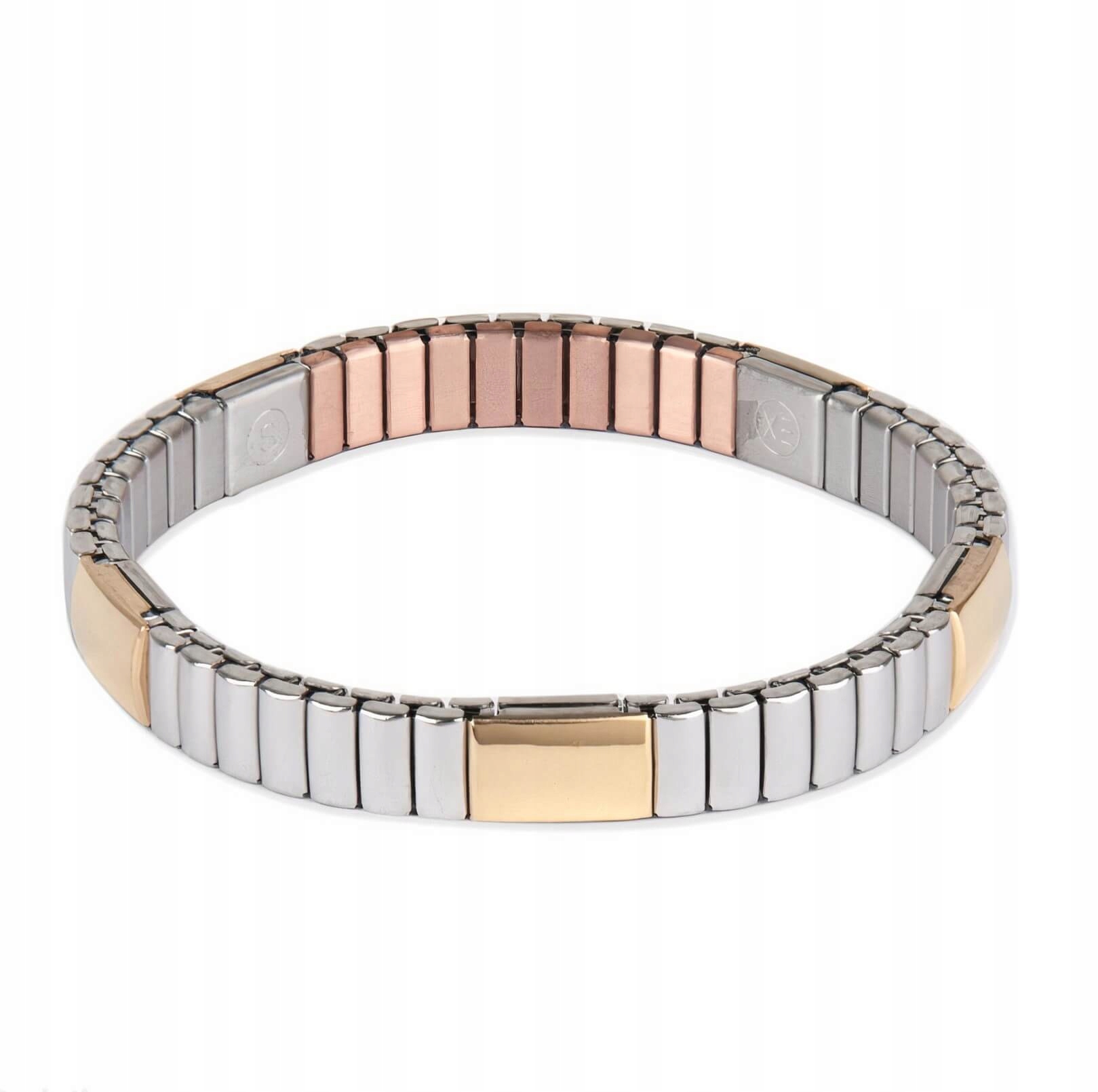 Magnetický náramek měděný dámský, stříbrné zlato, 5 magnetů, měď