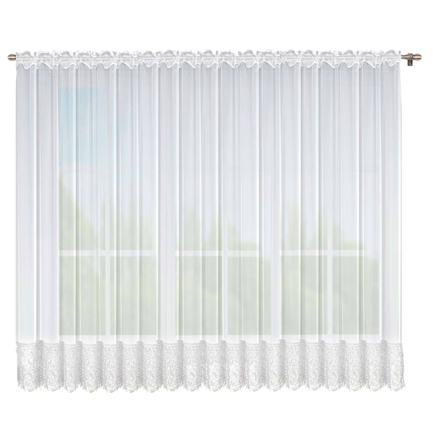 

Firana Gotowa Woal Z Gipiura 175x400 Prosta Salon