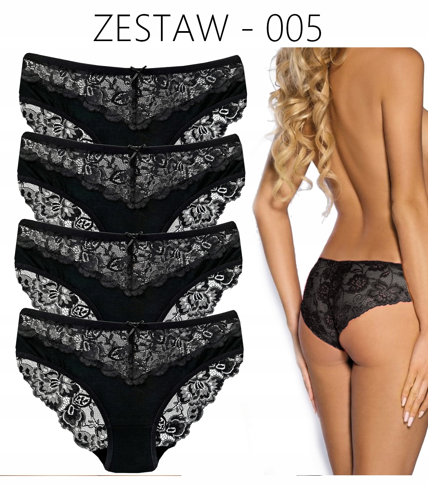 4x MAJTKI KORONKOWE Figi Bawełniane JAKOŚĆ - M/L Fason Figi