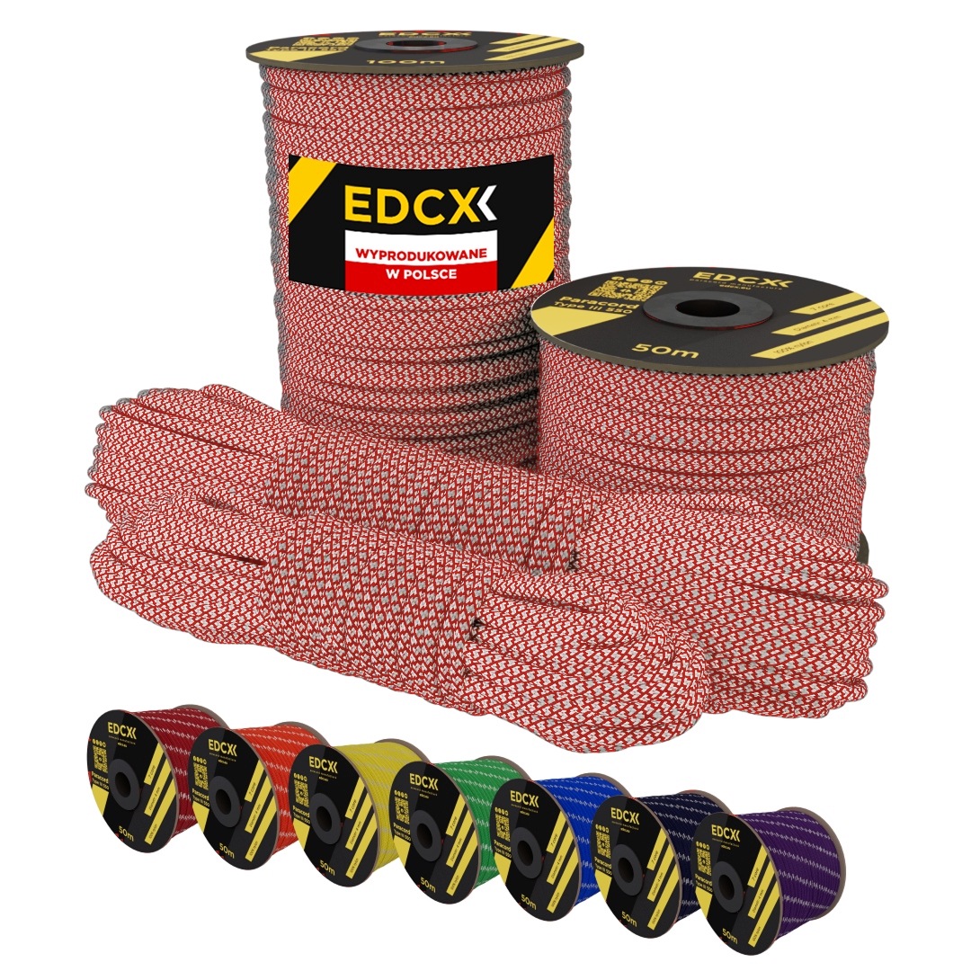 Linka Edcx 4,4 mm Paracord 550 Reflective (Red Snake 50/50, 15 m)