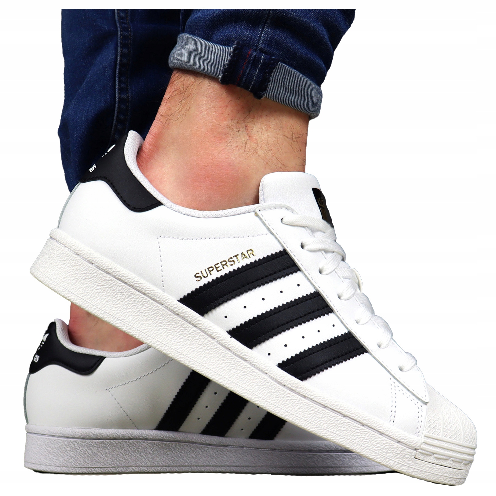 pánské boty Adidas Superstar Kožené Bílé z kůže sportovní tenisky
