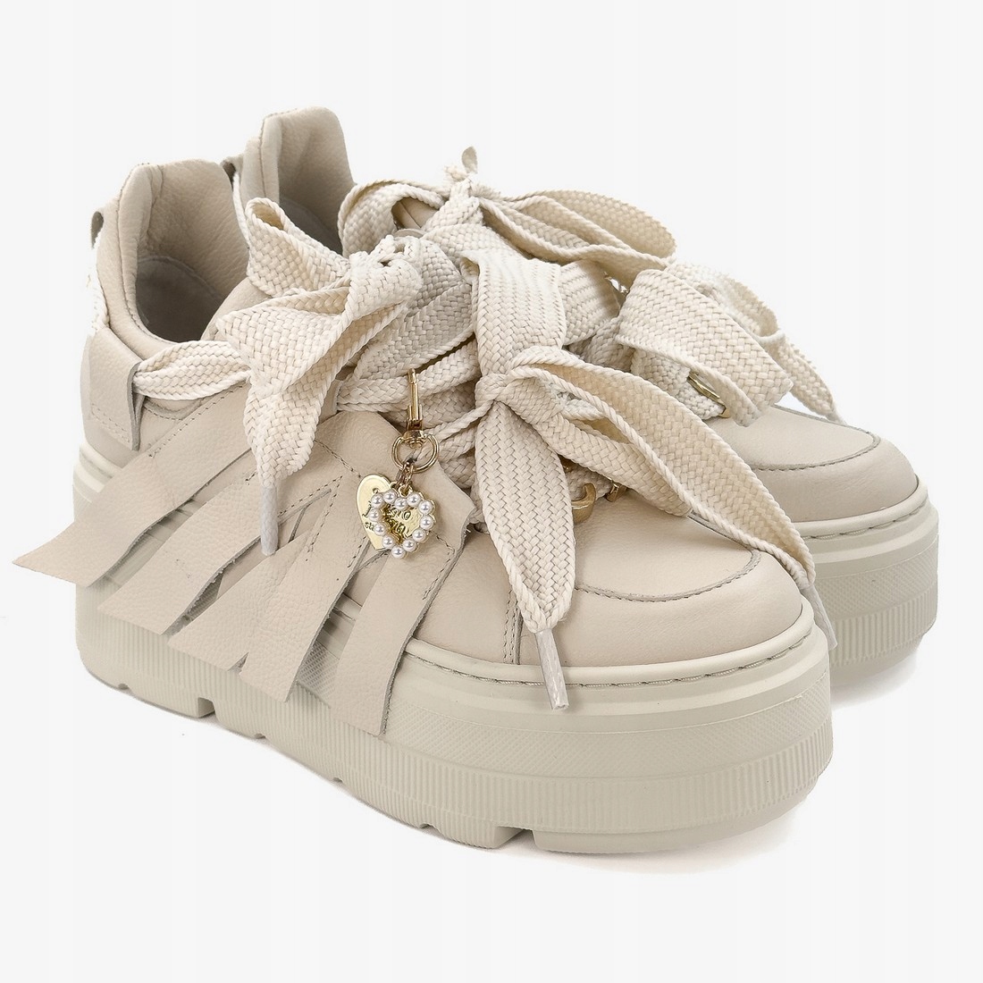 Sneakersy Damskie CheBello 37 Skórzane na Platformie Polskie 4559 Półbuty