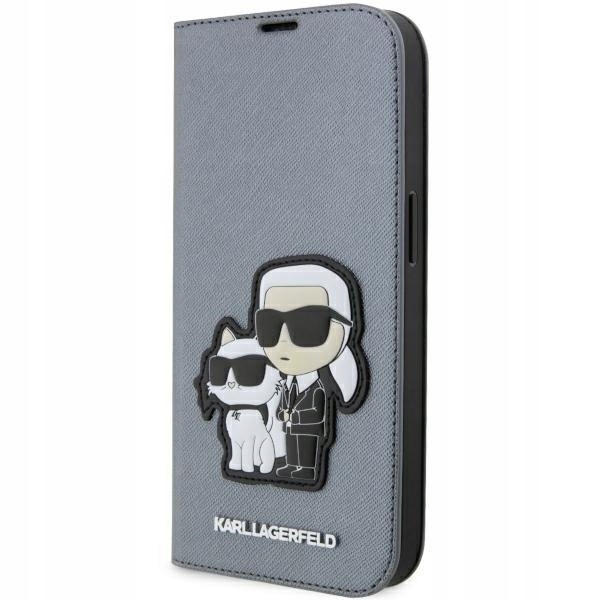 Karl Lagerfeld KLBKP14XSANKCPG iPhone 14Pro Max 6.7" pouzdro na knihy stříbrné