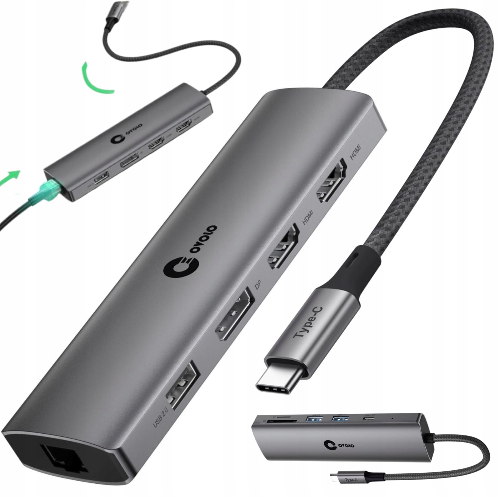 Hub pro notebook Hp Dual Monitor Usb-c 2xHDMI 4K DisplayPort Lan Ethernet