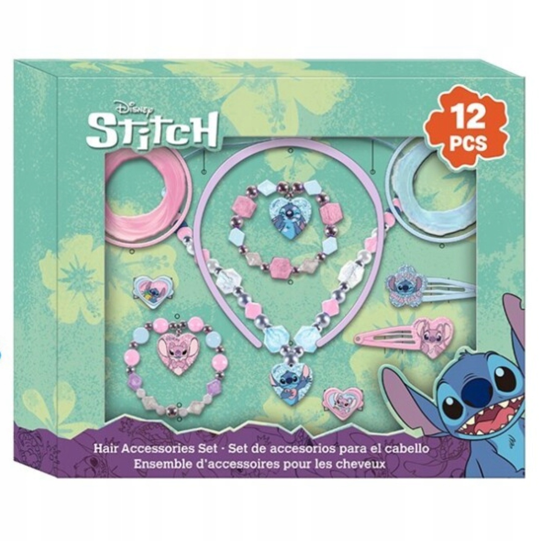 Zestaw Biżuterii Disney Stitch – 12 Akcesoriów do Włosów i Biżuterii!