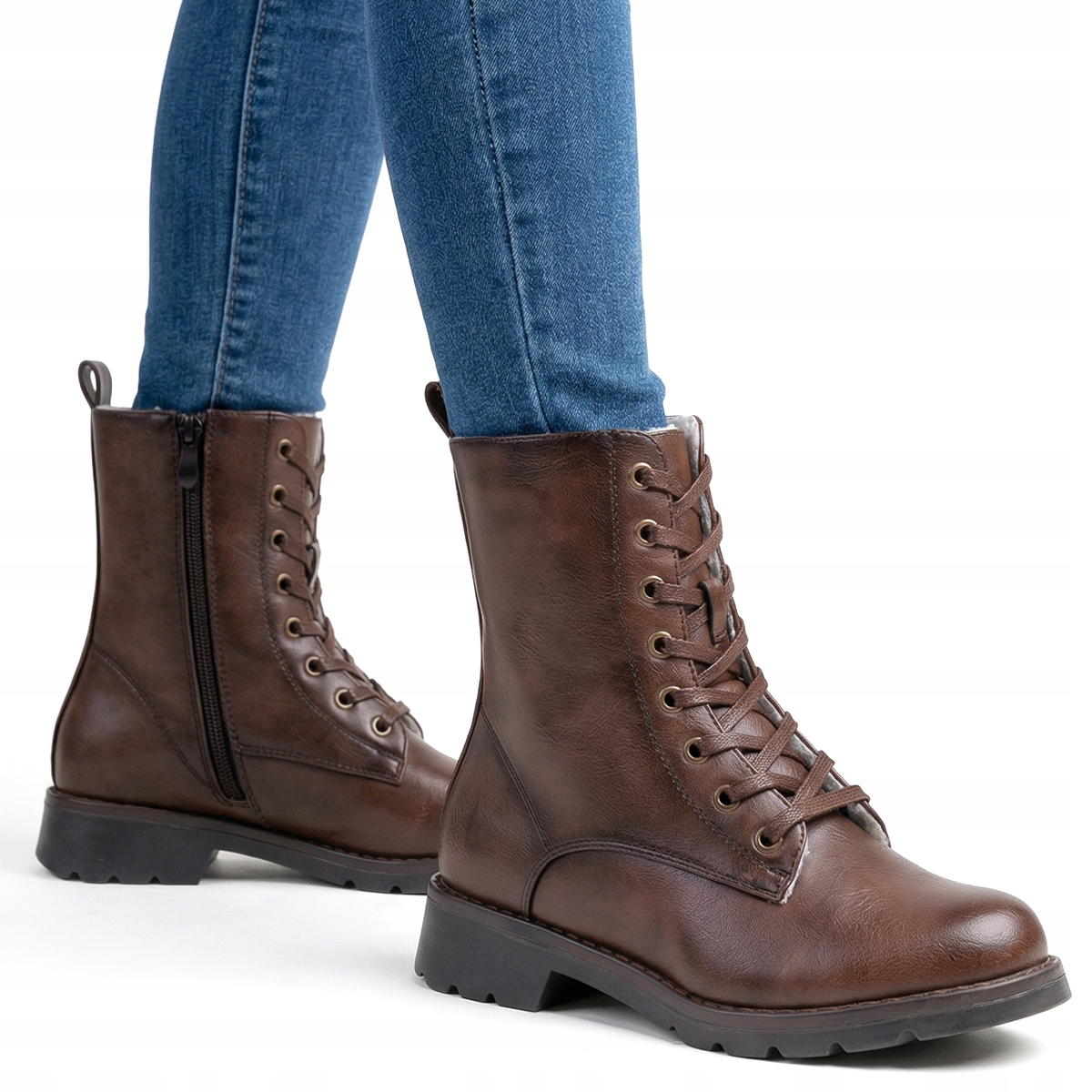 Trapery Zateplené lehké trapery Čokoládové kotníkové boty boty Wojtyłko 41