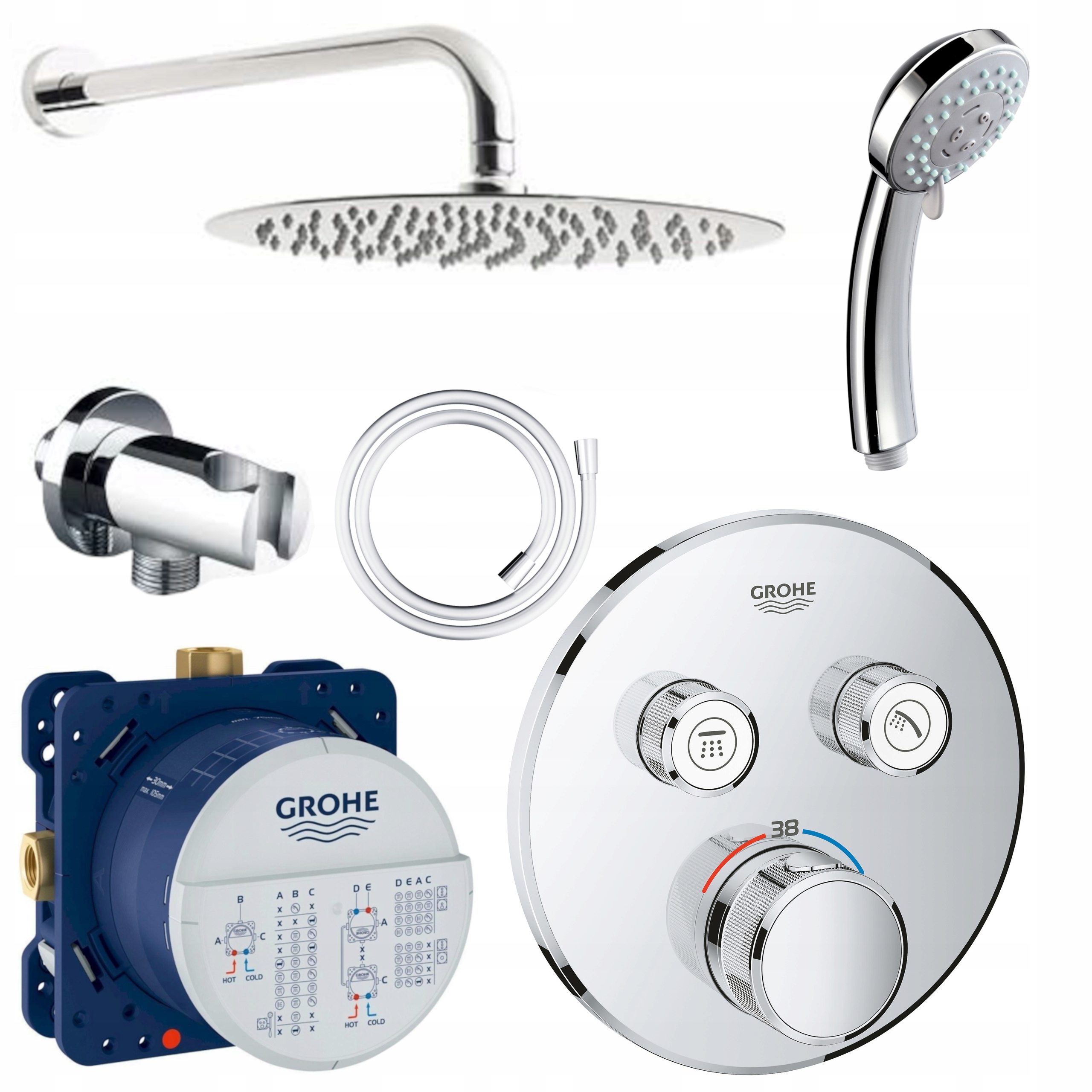 Sprchový Set S Termostatem Tryska Oválná Baterie Grohe 30 CM