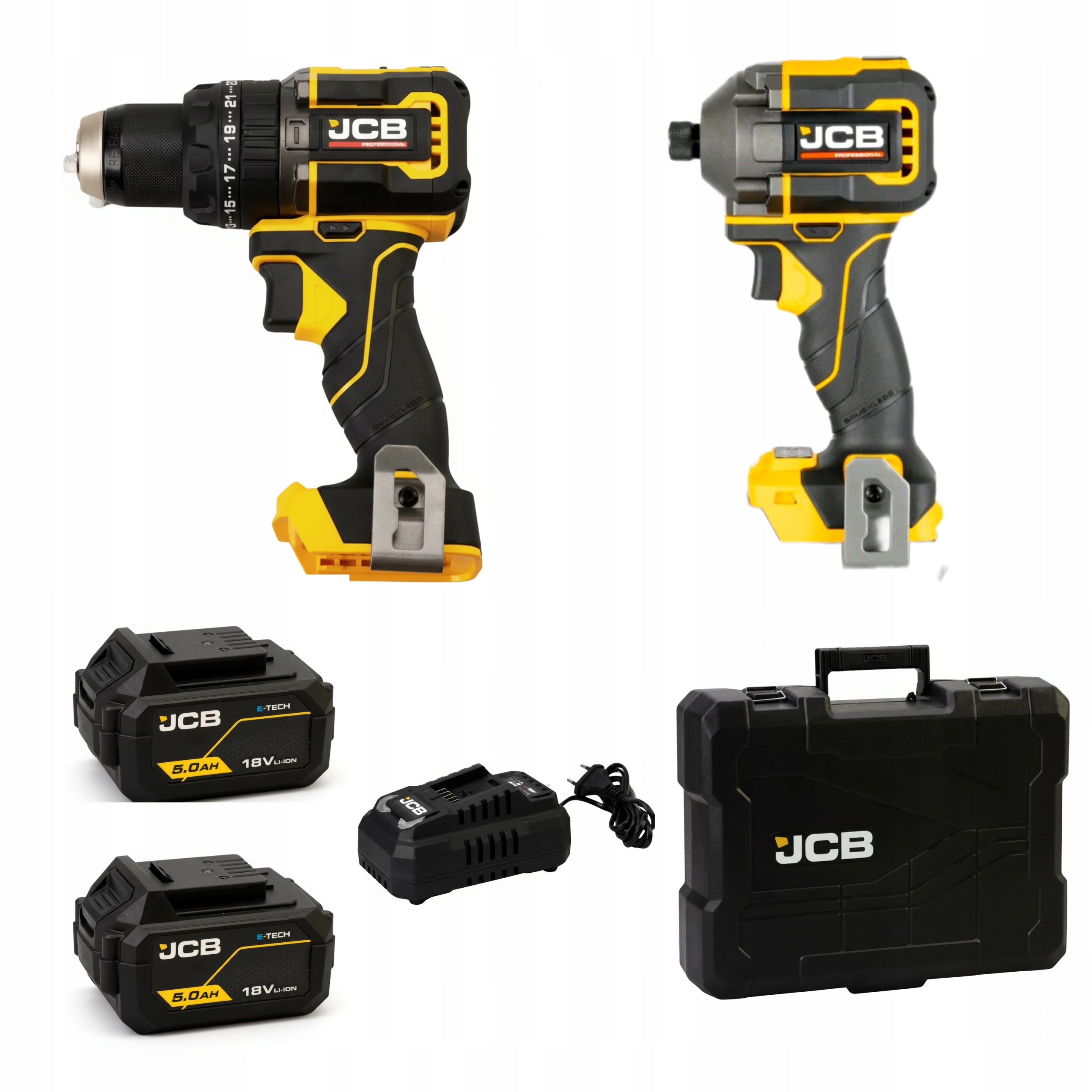 Zestaw Elektronarzędzi Zakrętarka Wiertarko-Wkrętarka Jcb JCB-18PKIT-2