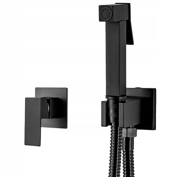 Podomítková Bidetová Baterie Cubo – Hygienická Sada Černá