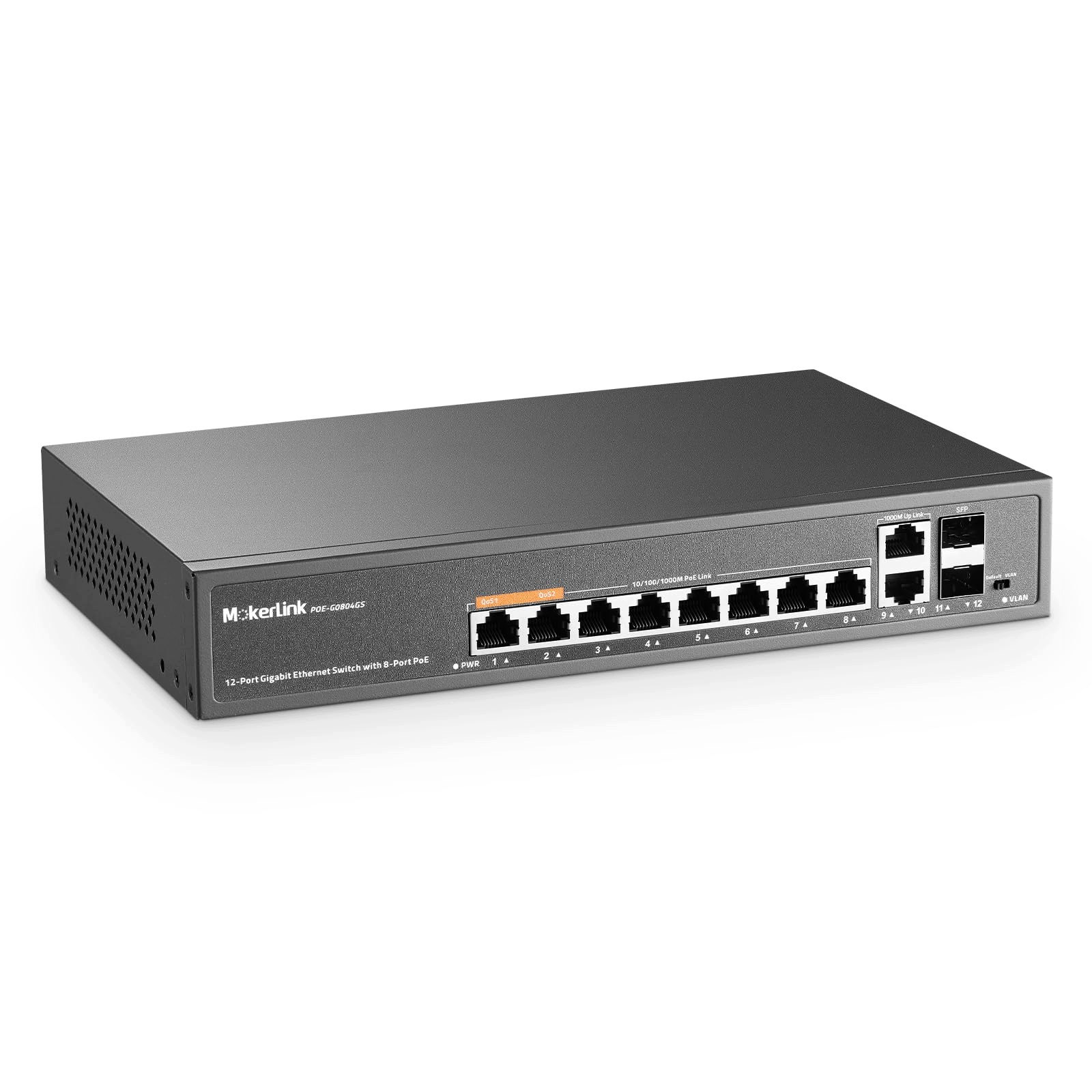 Přepínač 12-portový Gigabit PoE 120W PlugPlay nespravovaný
