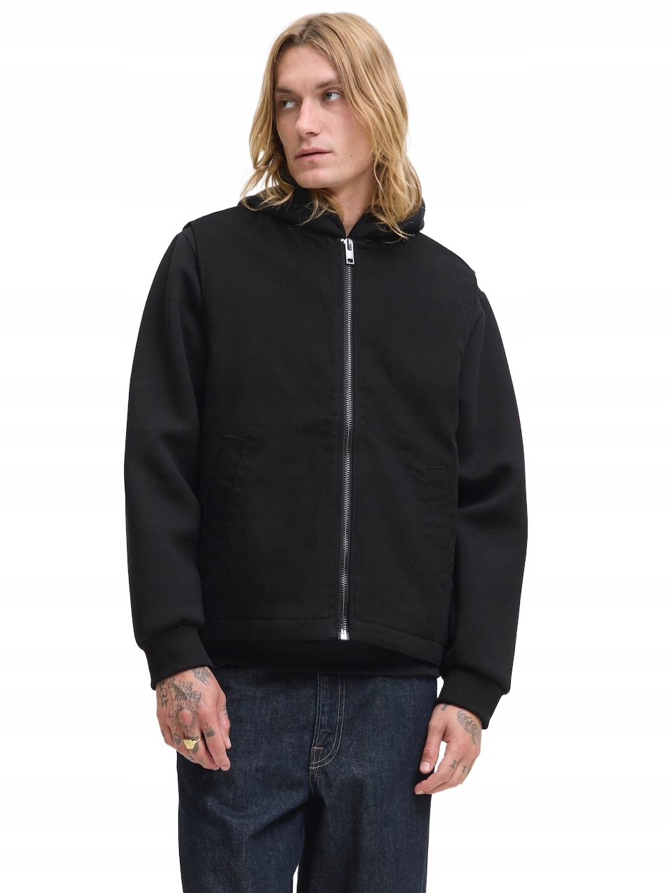 Jack & Jones Černá Pánská Vesta S Bavlněným Zipem S 6BA