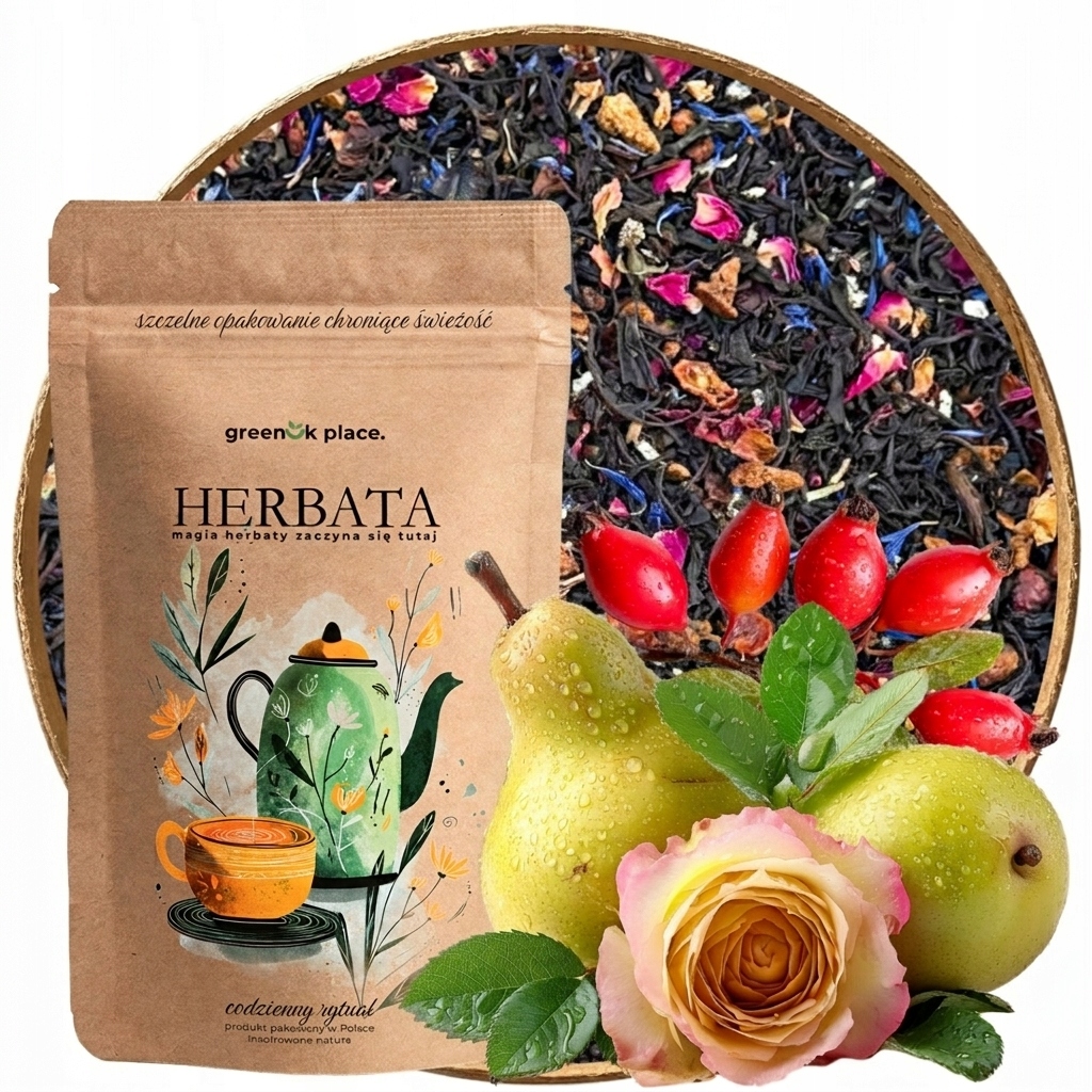 Čaj černý Pečená Hruška 1000 g s hruškou šípková růže Aromatická