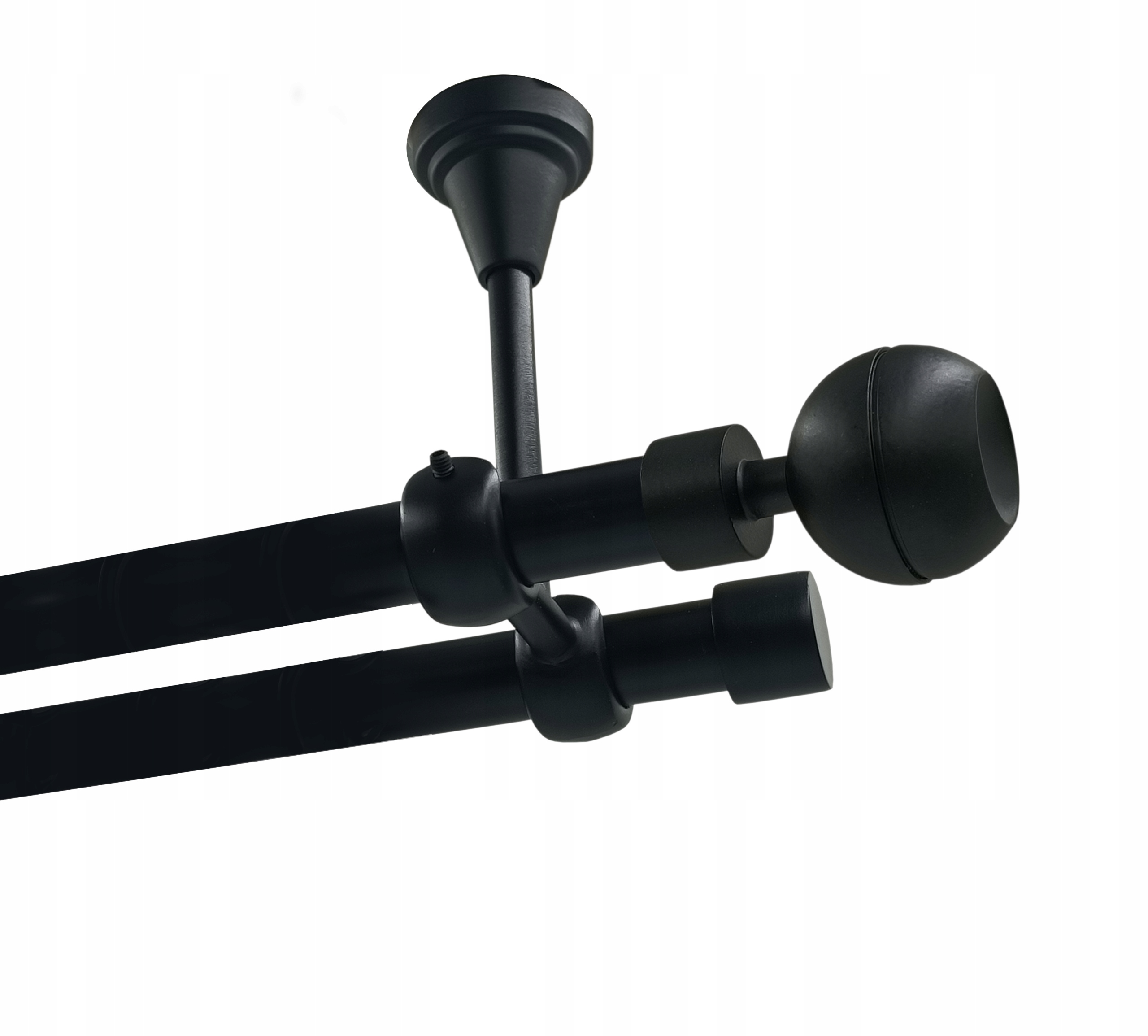 Garnýž dvojitá Metal Stropní 19+19mm Černý 300cm Kula Optic Bez Koleček