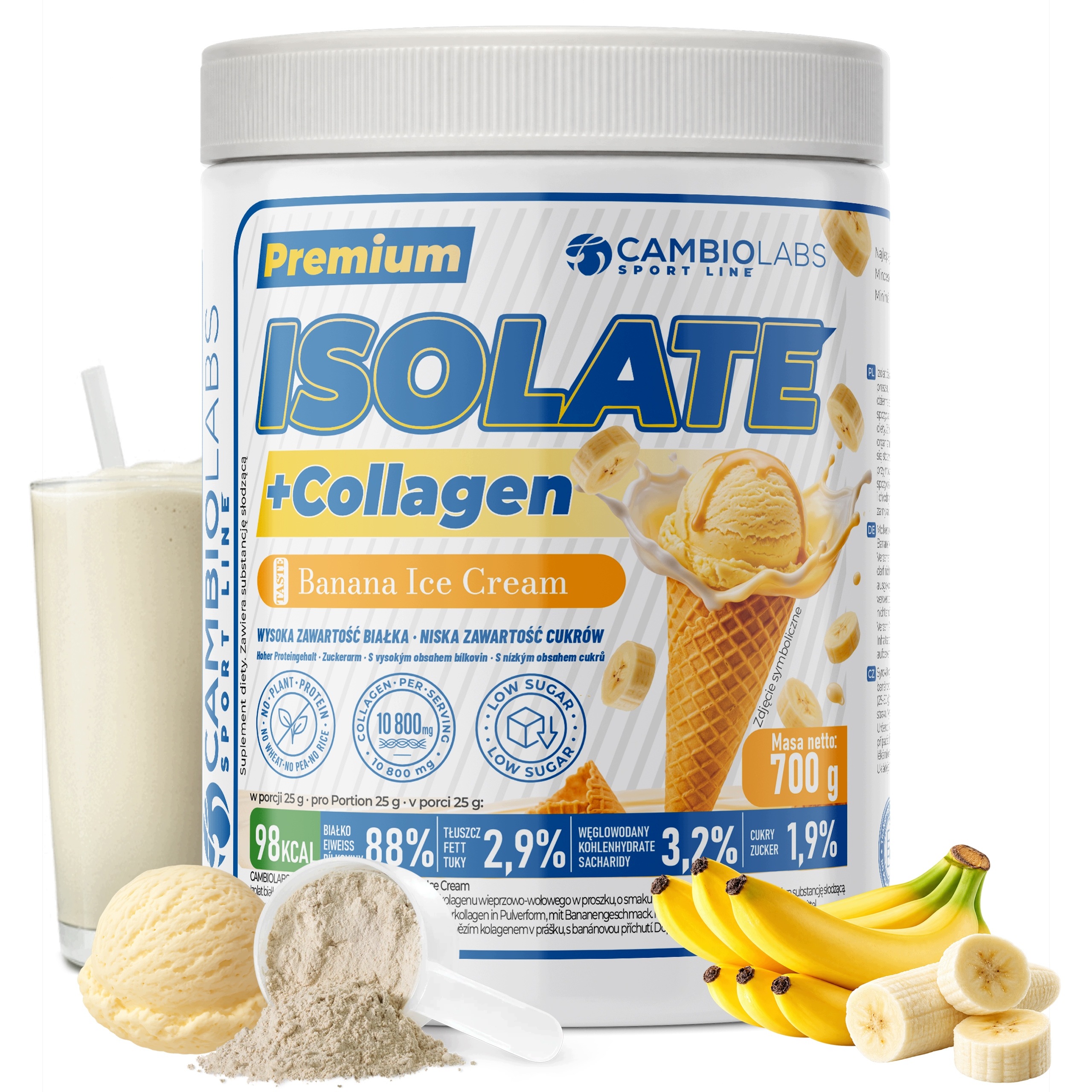 Bílkoviny Izolát Kolagen na klouby Protein 88 % bílkovin bez cukru 700 g