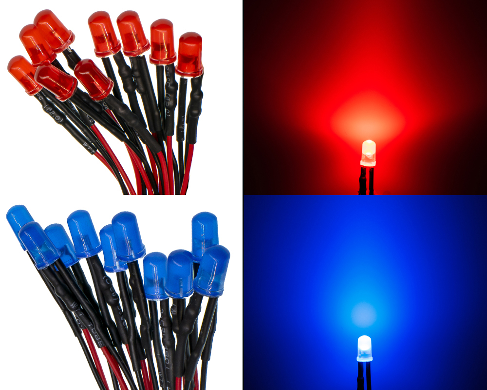 ДИОДИ СВЕТОДИОД LED 12V 5MM 8 ЦВЕТОВ ПРОВОД 20CM 10SZT фото 13