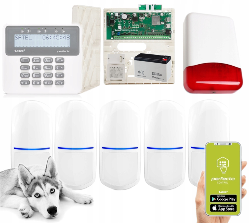 Alarm Satel Perfecta 64 M 5 Czujek Slim-pir-pet Antena Lte Syrena Aplikacja