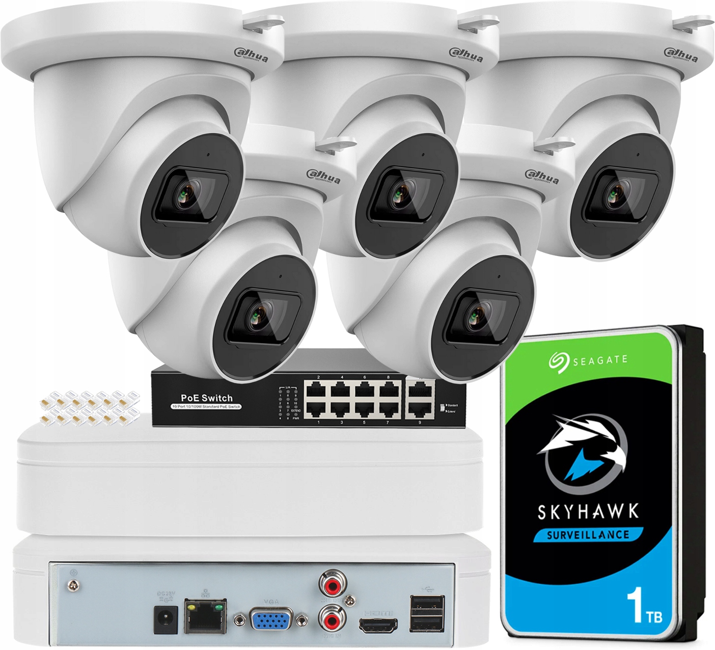 Sada na monitorovanie Dahua 5x Kamera IPC-HDW2441TM-S-0280B 4MPx Starlight