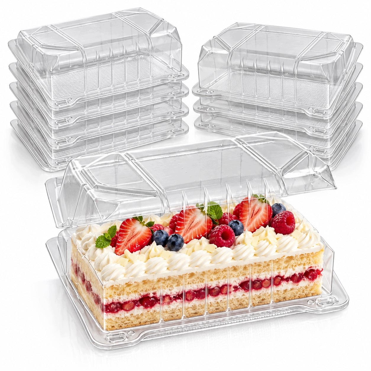 Pojemnik na Ciasto Opakowanie Cukiernicze Plastikowy Przezroczysty 50 sztuk