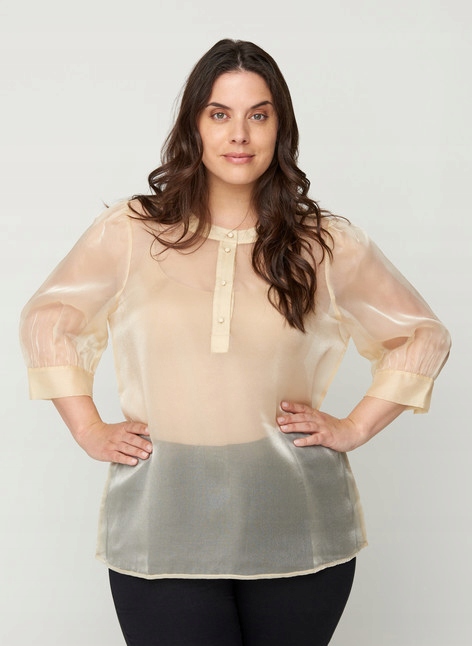 ZZ3 ZIZZI LEKKA KREMOWA BLUZKA ORGANZA 46 48 Rozmiar 48