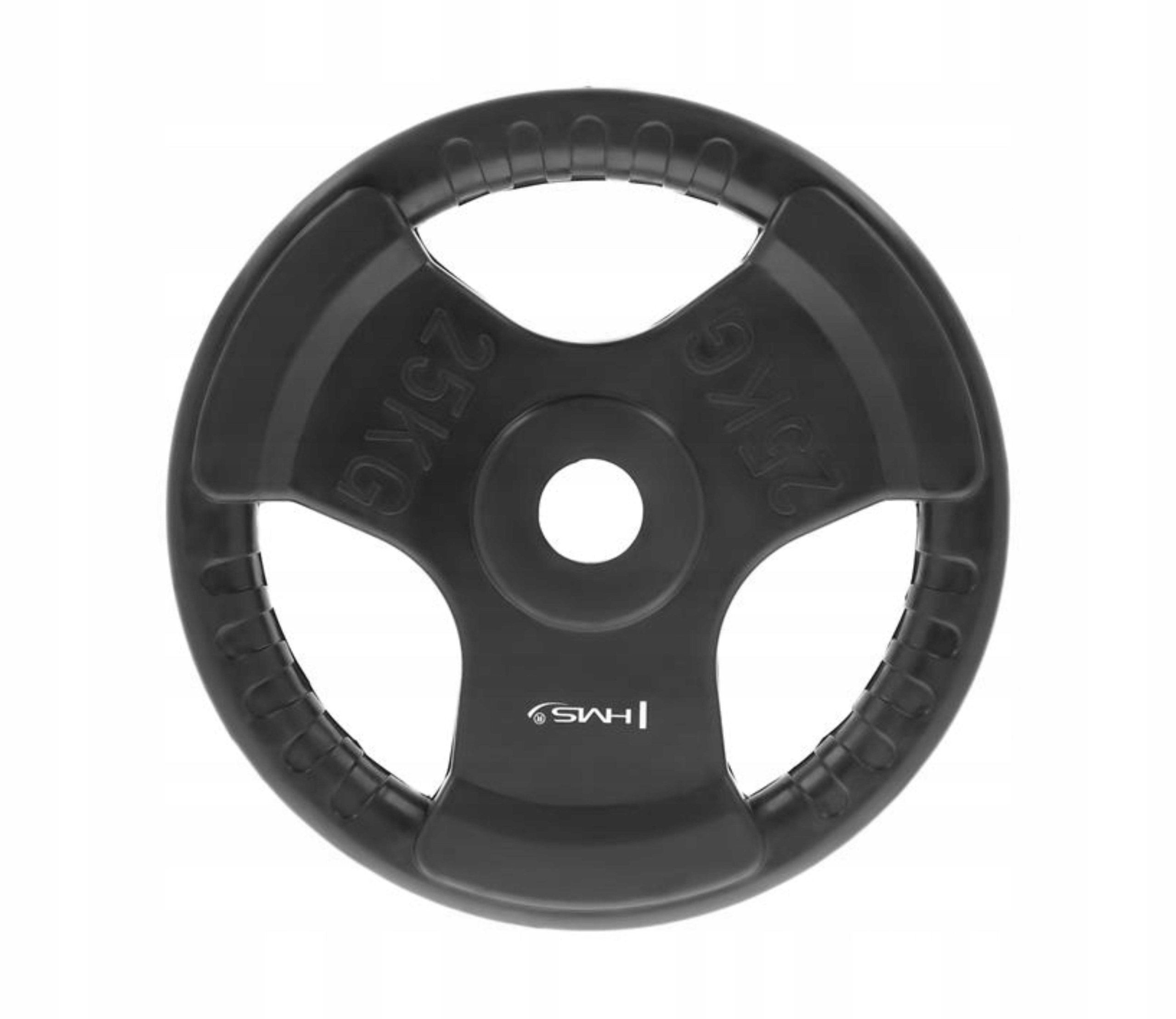 Černý robustní olympijský litinový pogumovaný talíř závaží 25 kg Hms TOK25