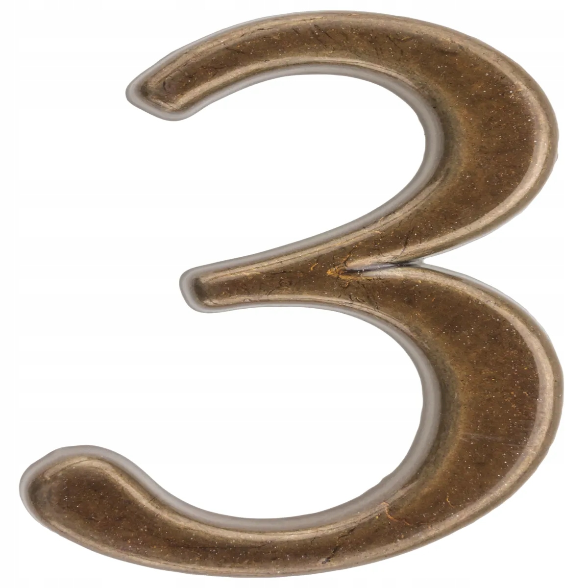 Cyfra 3 wys.5 cm metalowa brązowa