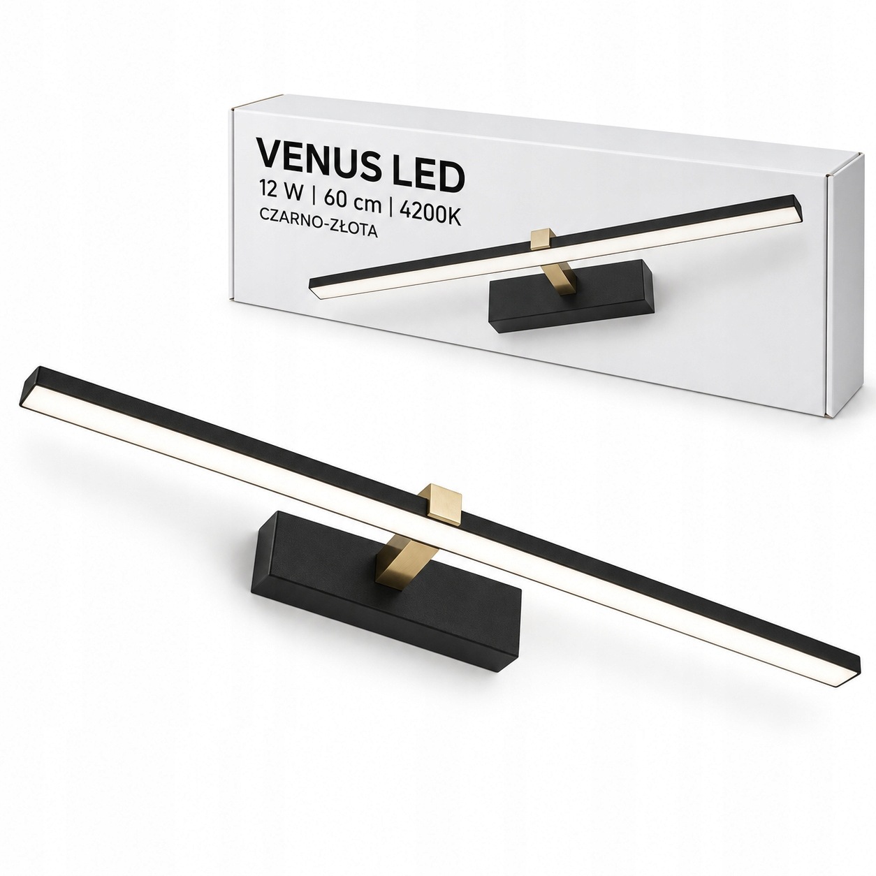 Osvětlení zrcadla Venus 12W 60 cm černo-zlaté 4200K 840lm IP44 koupelna
