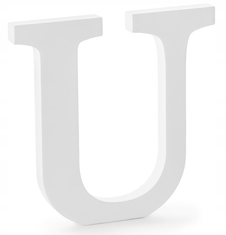 

Drewniana Litera U Stojąca Biała 3D-20CM Wesele