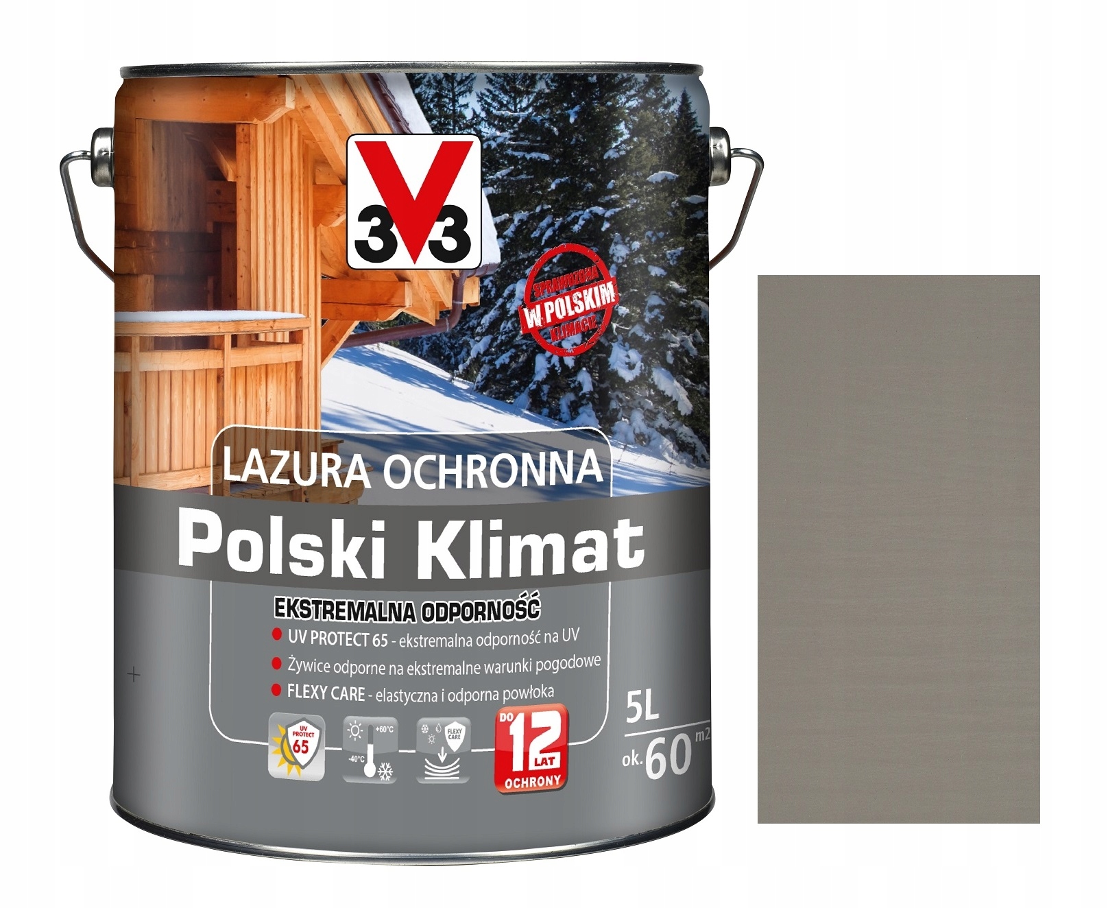 

Lazura V33 Polski Klimat 12LAT Szary 5L