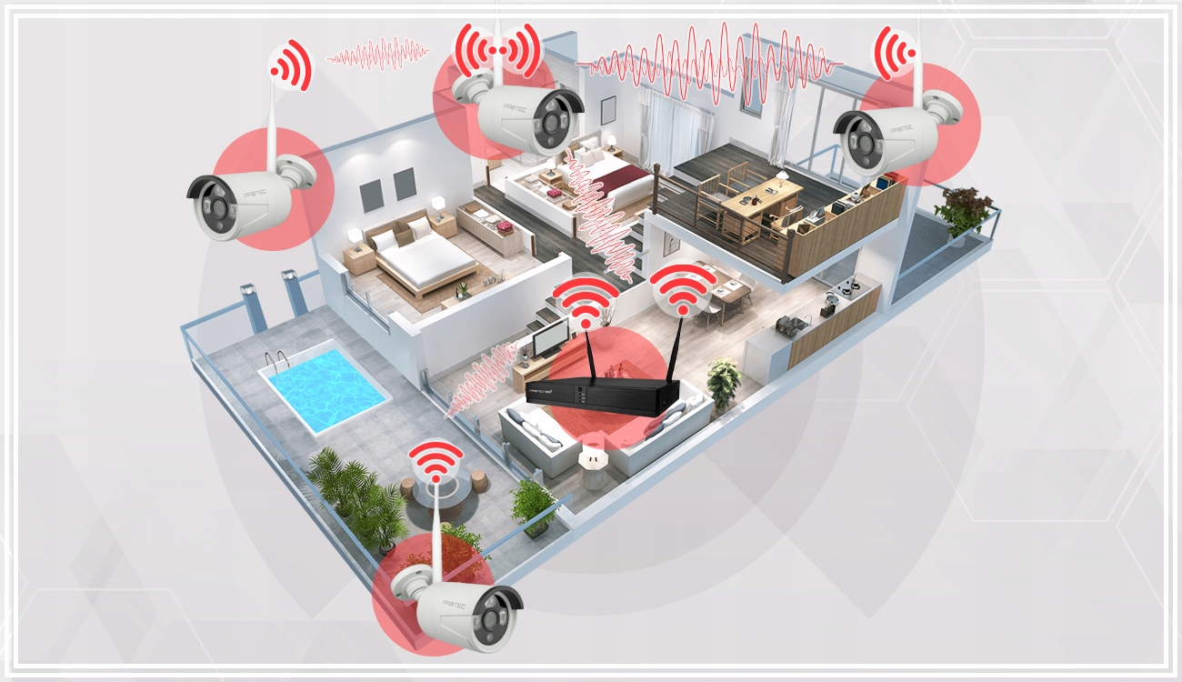 ZESTAW DO MONITORINGU WiFi 4 KAMERY WYSOKA JAKOŚĆ 3MPX BEZ HDD PROTEC IP Głębokość produktu 32 cm