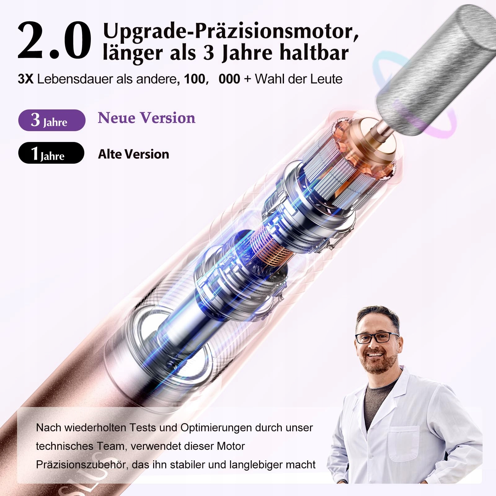COSLUS Frezarka Do Paznokci 20000 RPM Regulowana Różowe Złoto — miniatura 5