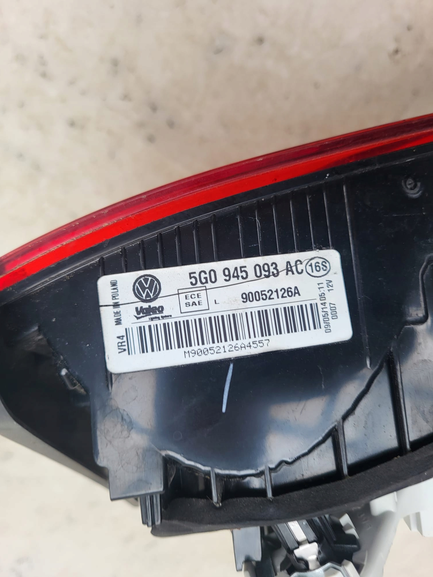 light rear part rear left to the bonnet VW GOLF VII 7 5G0945093AC