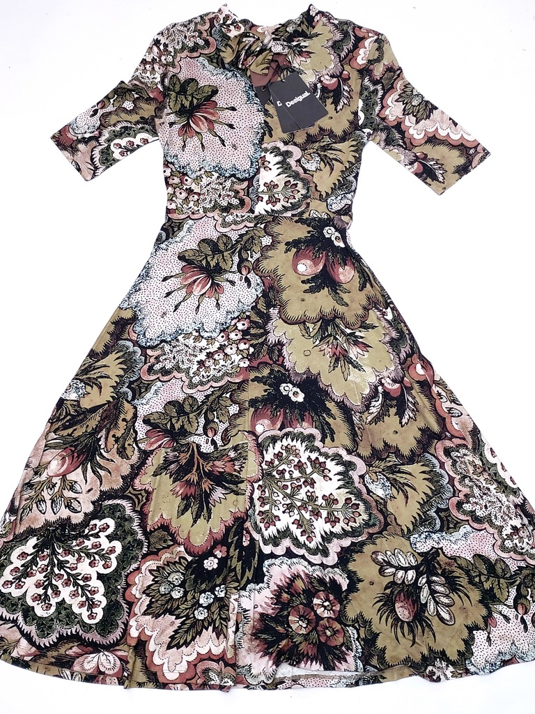 DESIGUAL sukienka midi ARLENE by LACROIX XS/S Kolor wielokolorowy