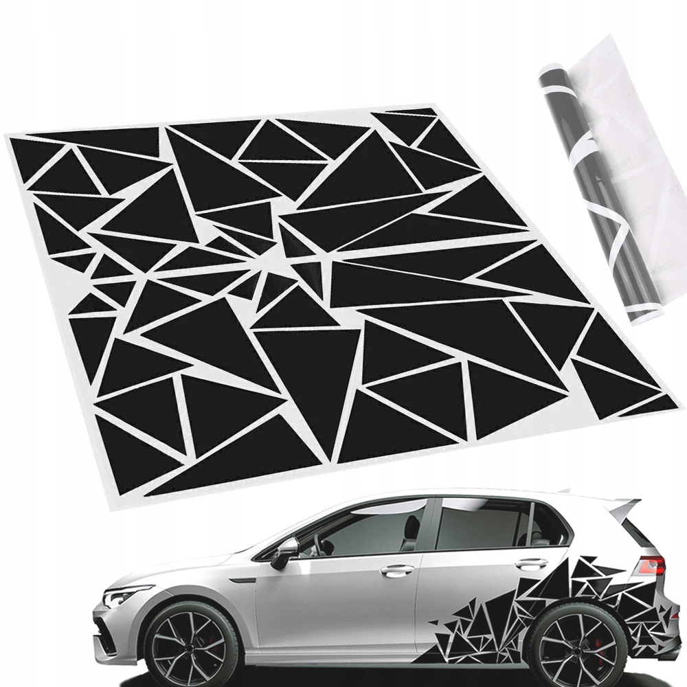 Samolepky na auto Motiv černý Trojúhelníky Tvary Rozsypka 60x200cm 2el