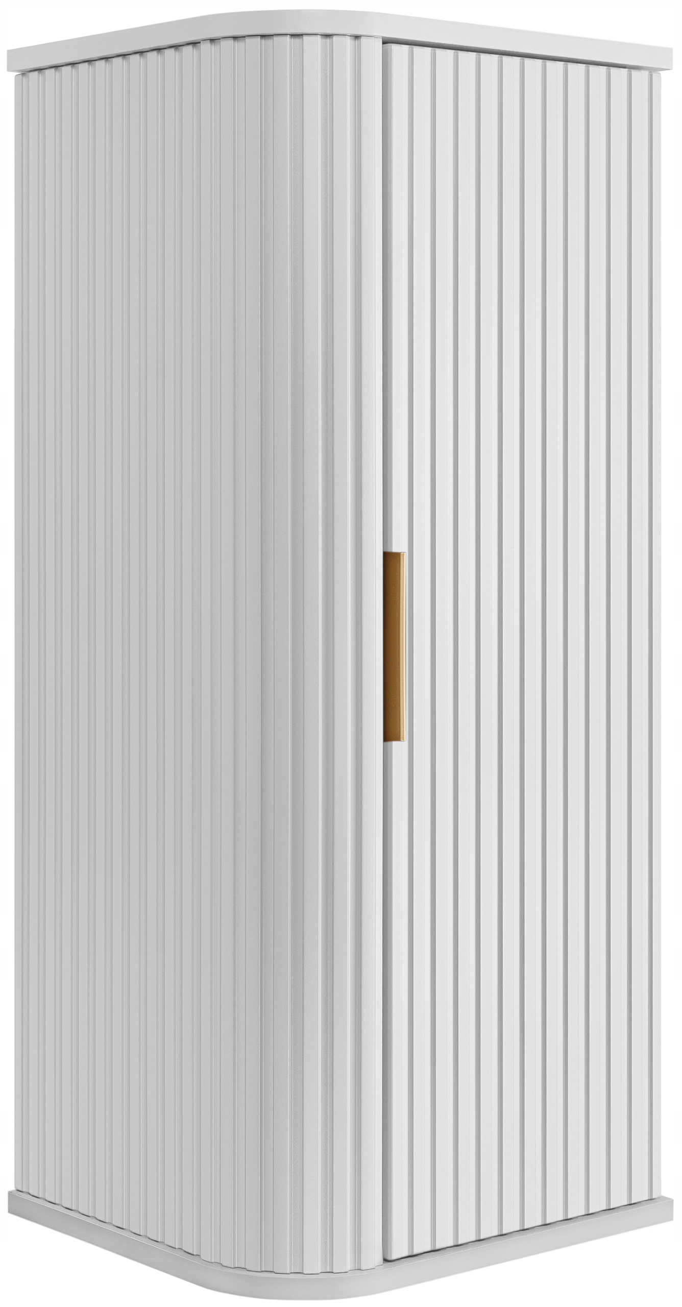 Koupelnová skříňka Závěsná polosloupková 79 cm Rýhovaná Bílá Oválná čela Mdf