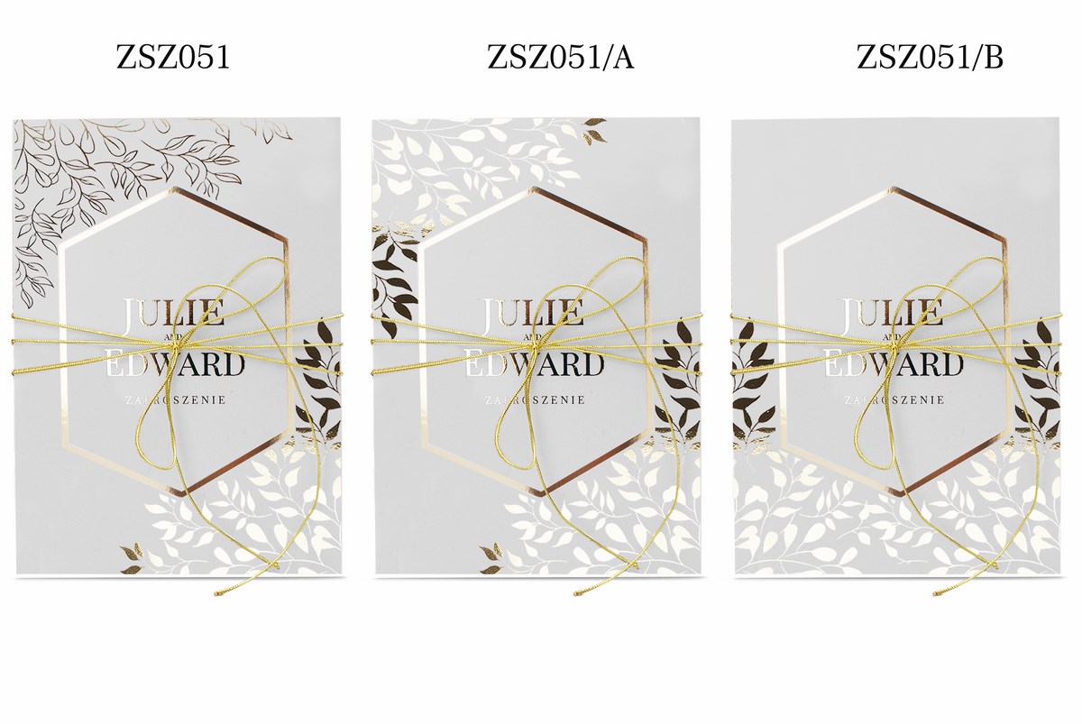 ZAPROSZENIA ŚLUBNE ZŁOTE SREBRNE ŚLUB ROSE GOLD Kształt prostokątny